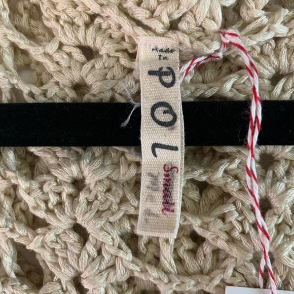 POL Sweater Small Lace Open Crocheted Weave Hooded Rosette Border‎ Open Front - Picture 8 of 12